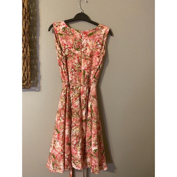 Gabby Skye Dress Green Pink 10 Flowy Floral A Line Washable Career Church - Picture 6 of 6